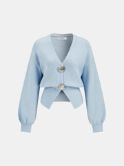 Metal Shell Split Hem Knit Cardigan