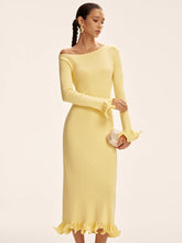 Off-Shoulder Ruffle Hem Sweater Dress