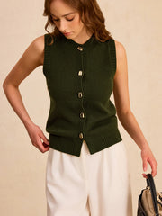 Metal Button Knit Vest