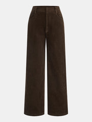 Mid-Waist Corduroy Straight-Leg Pants