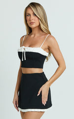Makenzie Top - Tie Front Corset Cami Top in Black