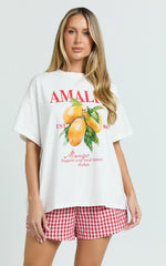 Aurella Two Piece Set - Amalfi T-Shirt Set in White/Red