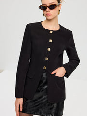 Split Hem Metal Button Blazer