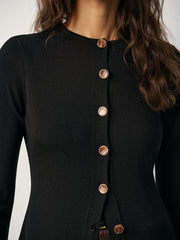 Button-Front Maxi Knit Cardigan Dress