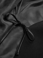 Wrap Front Faux Leather Bow Detail Blazer