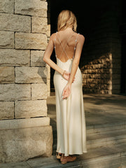 Satin Backless Slip Dress