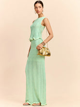 Wave Pattern Knit Maxi Skirt