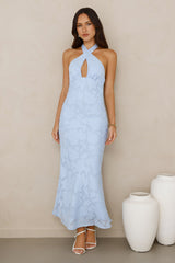 Legally Luxe Halter Maxi Dress Blue
