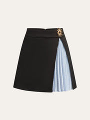 Asymmetric Striped-Panel Mini Skirt