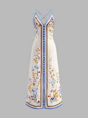 Casual Floral Printed Halter Long Dress