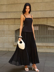 Spaghetti-Strap Backless Pleated Maxi Dress