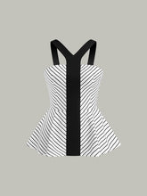 Striped Peplum Top with Contrast Straps