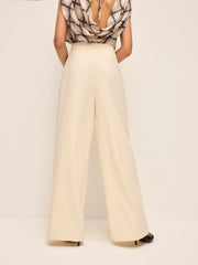 Mid-Waisted Wide-Leg Pants With Belted Detail