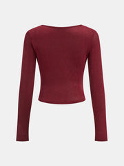 Draped Cowl Neck Long Sleeve T-Shirt