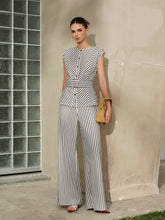 Striped Metal Round-Neck Shirt With Belt