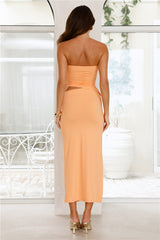 Seashell Serenity Strapless Midi Dress Orange
