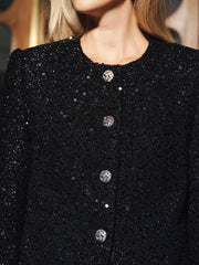 Sequin-Embellished Tweed Blazer