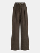 Mid-Waist Pinstripe Belted Pants