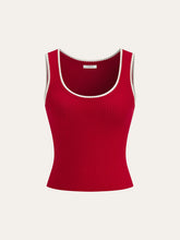 Contrast Scalloped Trim Ribbed Knit Tank Top