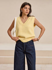 V-Neck Wool-Blend Knitted Vest