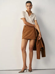 Corduroy Mid-Waist Mini Skirt
