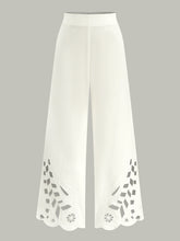 Embroidery Cut-Out Wide-Leg Pants