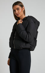 Helgi Jacket - Hooded Puffer Jacket in Black
