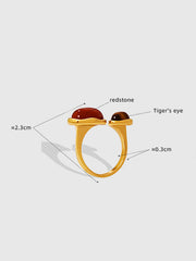 Red Jasper and Tiger Eye Open-Band Ring