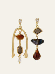 Asymmetrical Gemstone Drop Earrings With Hand Detail
