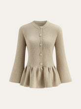 Wool-Blend Peplum Hem Cardigan