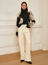 Floral Turtleneck Knit Top