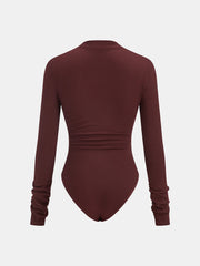 Ruched Cross-Front Long Sleeve Bodysuit