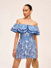 Semi-Sheer Off-Shoulder Ruffled Dress