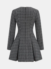 Plaid Metal Button A-Line Mini Dress