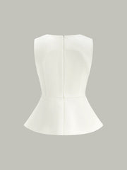 Sleeveless Peplum Back Zipper Top