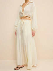 Oversized Textured Pocketed Maxi Skirt