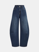 Mid-Waisted Denim Curved-Leg Pants