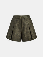 Faux Leather Pleated Shorts