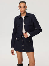 Metal Button Tweed Collared Jacket