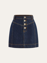 Metal Button Denim Mini Skirt