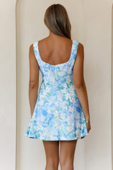 Clio Side Flare Hem Mini Dress Blue