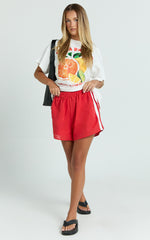 Jodie Top - Oversized Oranges Print T-Shirt in White