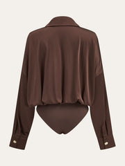 Satin Collar Metal Button Bodysuit