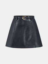 Belted Faux Leather Mini Skirt