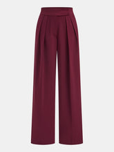 Mid-Waist Pleated Wide-Leg Pants