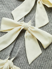 Wool Blend Short Sleeve Bow Knit Top