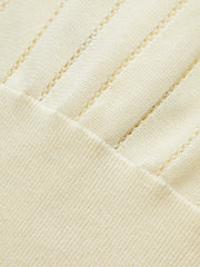 Eyelet-Striped Waist-Cinched Knit Cardigan