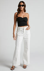Jelena Top - Jersey Strapless Twist Front Top in Black