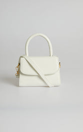 Lanielyn Mini Top Handle Crossbody Bag in White Croc
