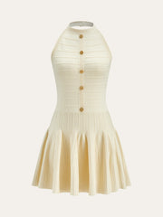 Halter Neck Backless Sweater Dress